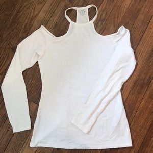 GUESS WHITE COLD SHOULDER LONG SLEEVE